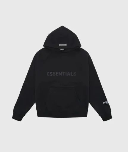 Fear of God Essentials Pullover Applique Logo Hoodie Black